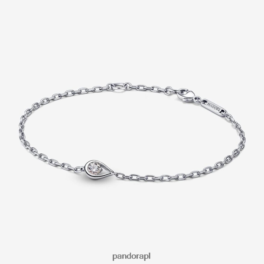srebro Akcesoria Pandora Bransoletka z łańcuszkiem z diamentami o masie 0,15 ct i stworzona w laboratorium blasku 4 DFDN464