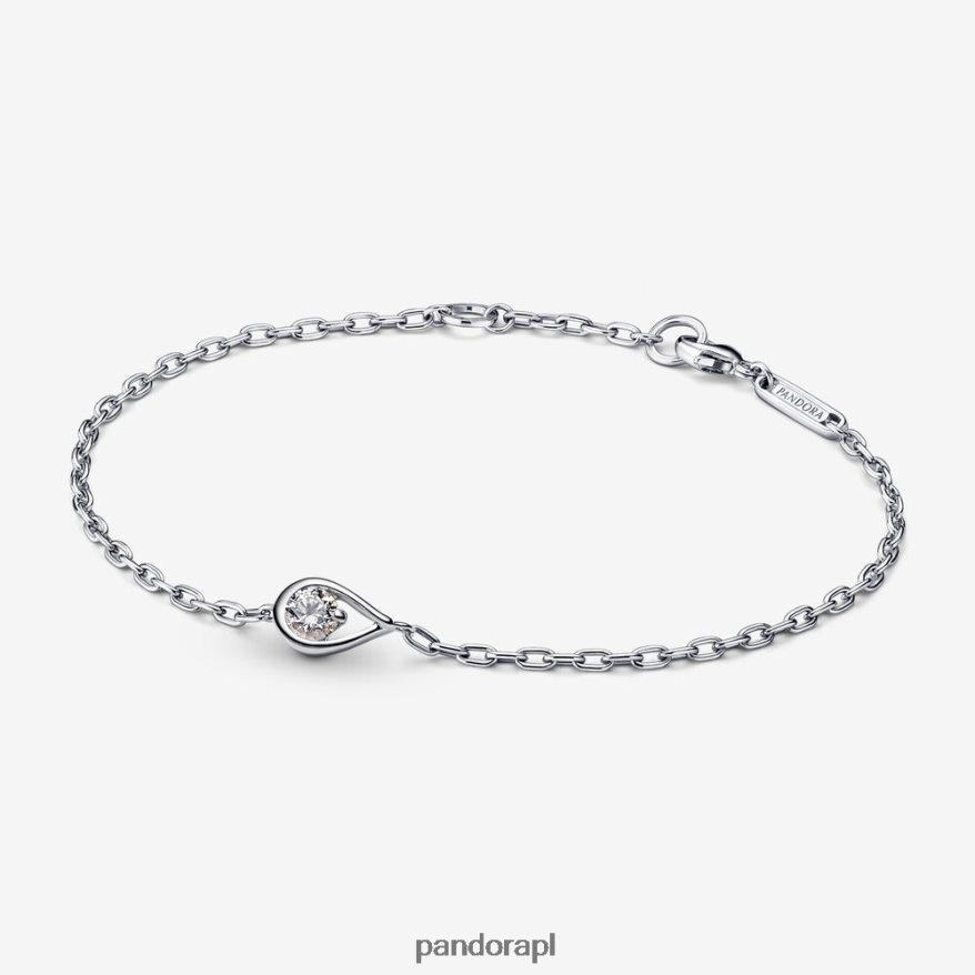srebro Akcesoria Pandora Bransoletka z łańcuszkiem z diamentami o masie 0,25 ct stworzona w laboratorium Brilliance 3 DFDN463
