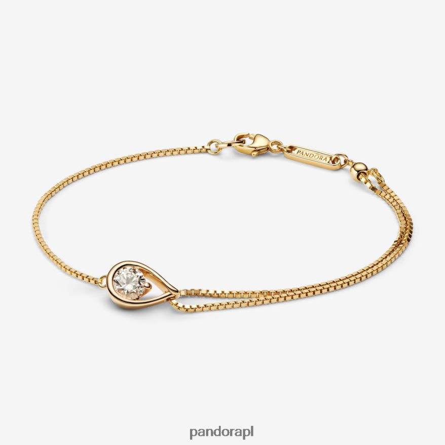 złoto Akcesoria Pandora stworzył bransoletkę z podwójnym łańcuszkiem z diamentami o masie 0,50 ct tw 2 DFDN461