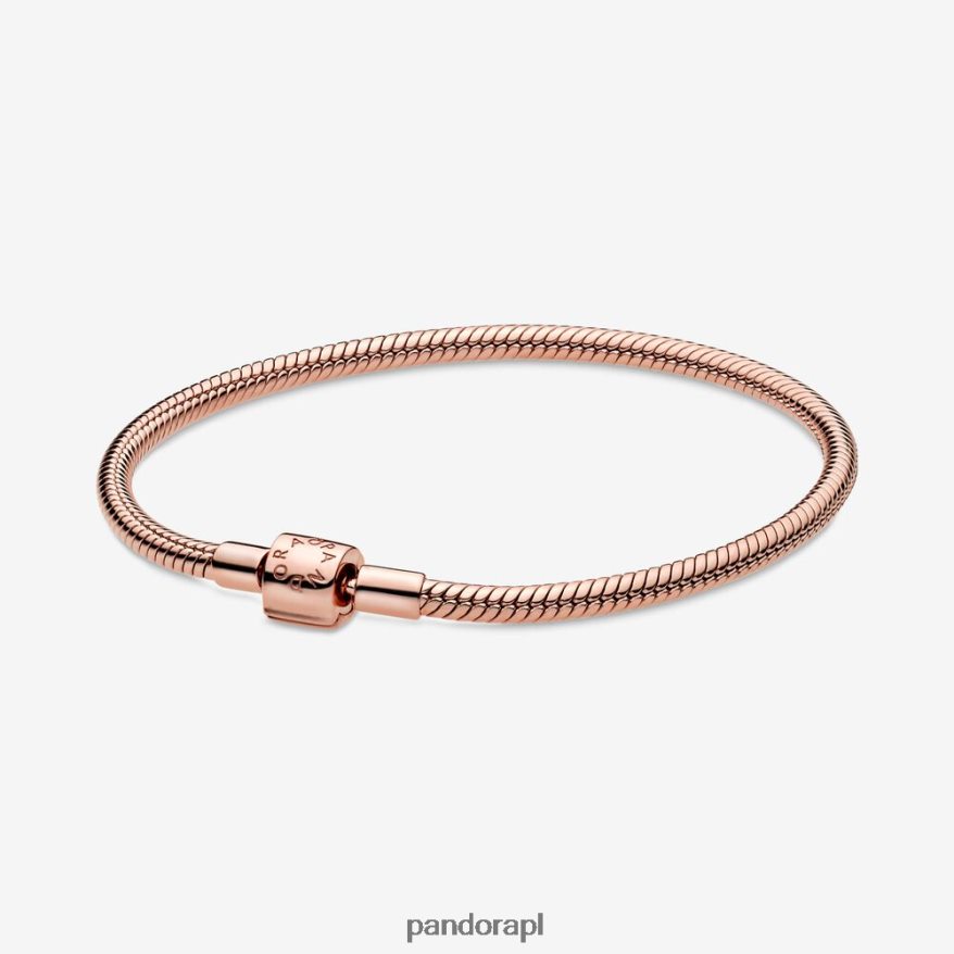 Pozłacane Różowym Złotem Akcesoria Pandora Bransoletka z łańcuszkiem w kształcie węża zapinana na beczkę DFDN416