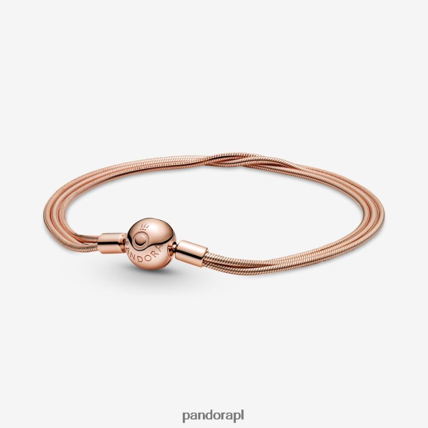 Pozłacane Różowym Złotem Akcesoria Pandora Moments bransoletka z łańcuszkiem wężowym DFDN398