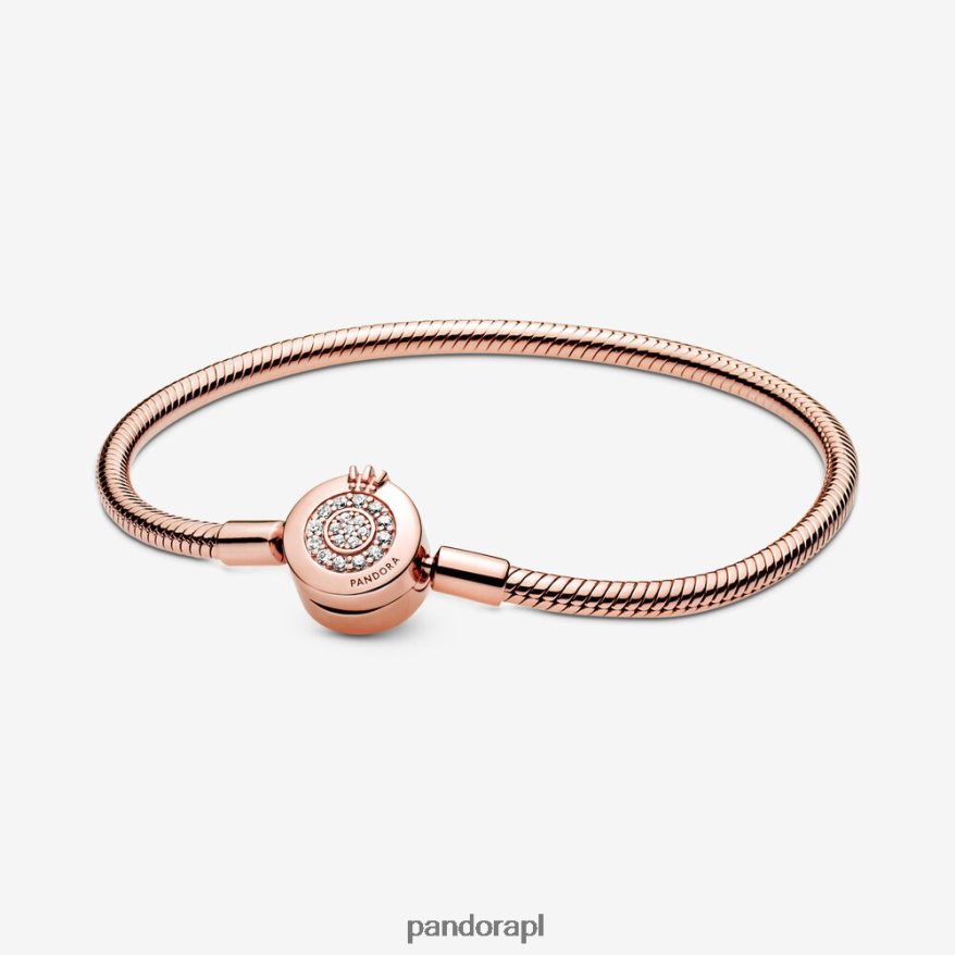 Pozłacane Różowym Złotem Akcesoria Pandora momenty błyszcząca korona lub bransoletka z łańcuszkiem w kształcie węża DFDN375