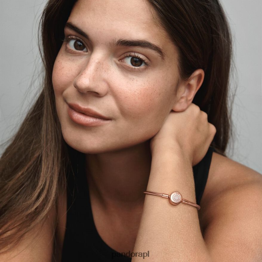 Pozłacane Różowym Złotem Akcesoria Pandora momenty błyszcząca korona lub bransoletka z łańcuszkiem w kształcie węża DFDN375