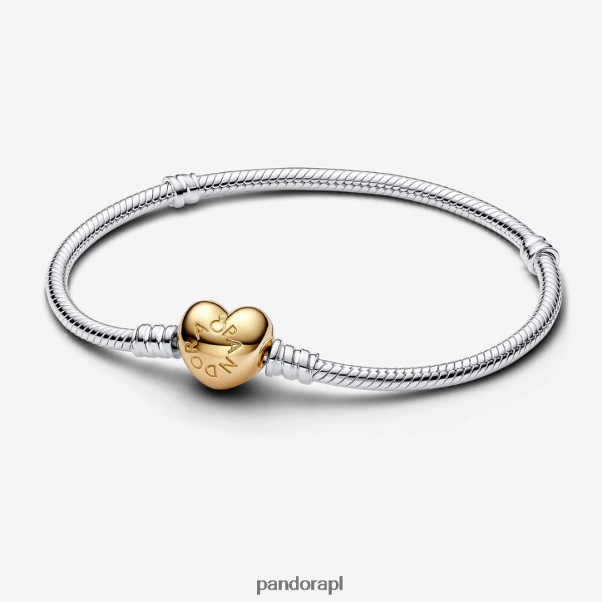 dwutonowy Akcesoria Pandora Bransoletka z łańcuszkiem typu wąż z zapięciem w kształcie serca DFDN336