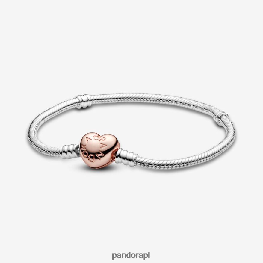 dwutonowy Akcesoria Pandora Bransoletka z łańcuszkiem typu wąż z zapięciem w kształcie serca DFDN337