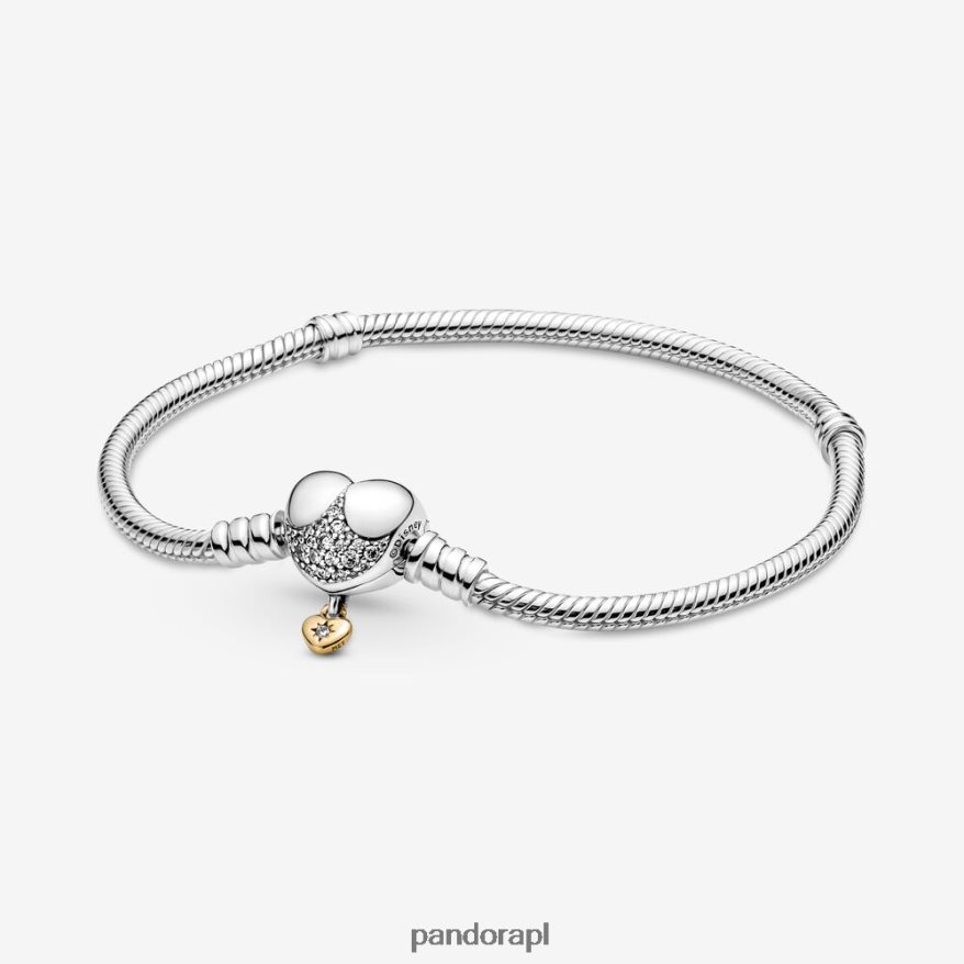 dwutonowy Akcesoria Pandora Bransoletka z motywem księżniczki Disneya w kształcie serca i węża DFDN403