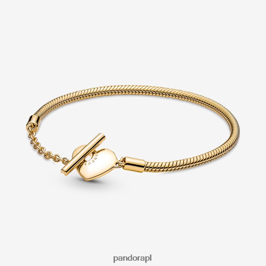 pozłacany Akcesoria Pandora Bransoletka z łańcuszkiem w kształcie węża w kształcie serca w kształcie litery T DFDN349