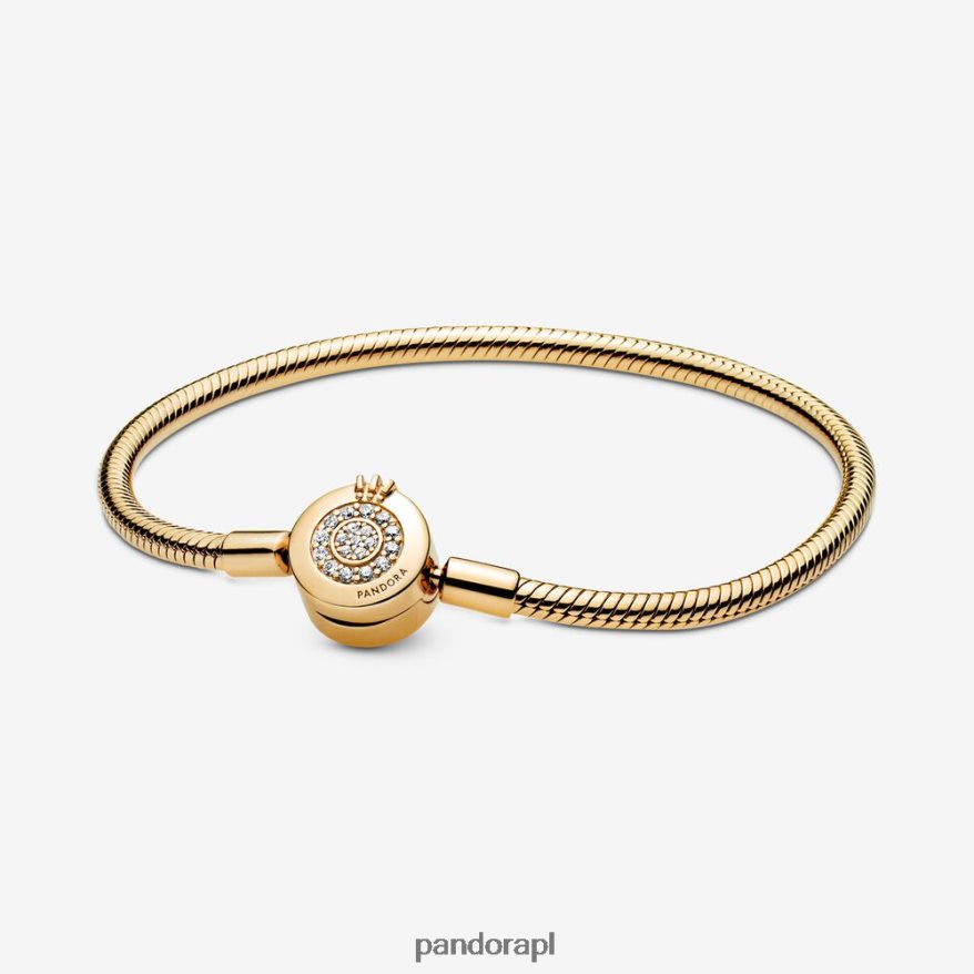 pozłacany Akcesoria Pandora momenty błyszcząca korona lub bransoletka z łańcuszkiem w kształcie węża DFDN373