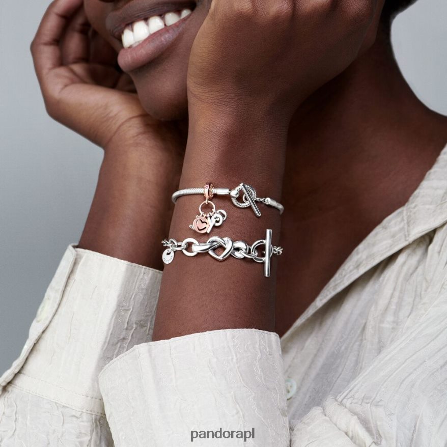 srebro Akcesoria Pandora Bransoletka z łańcuszkiem w kształcie węża w kształcie litery T-bar DFDN402