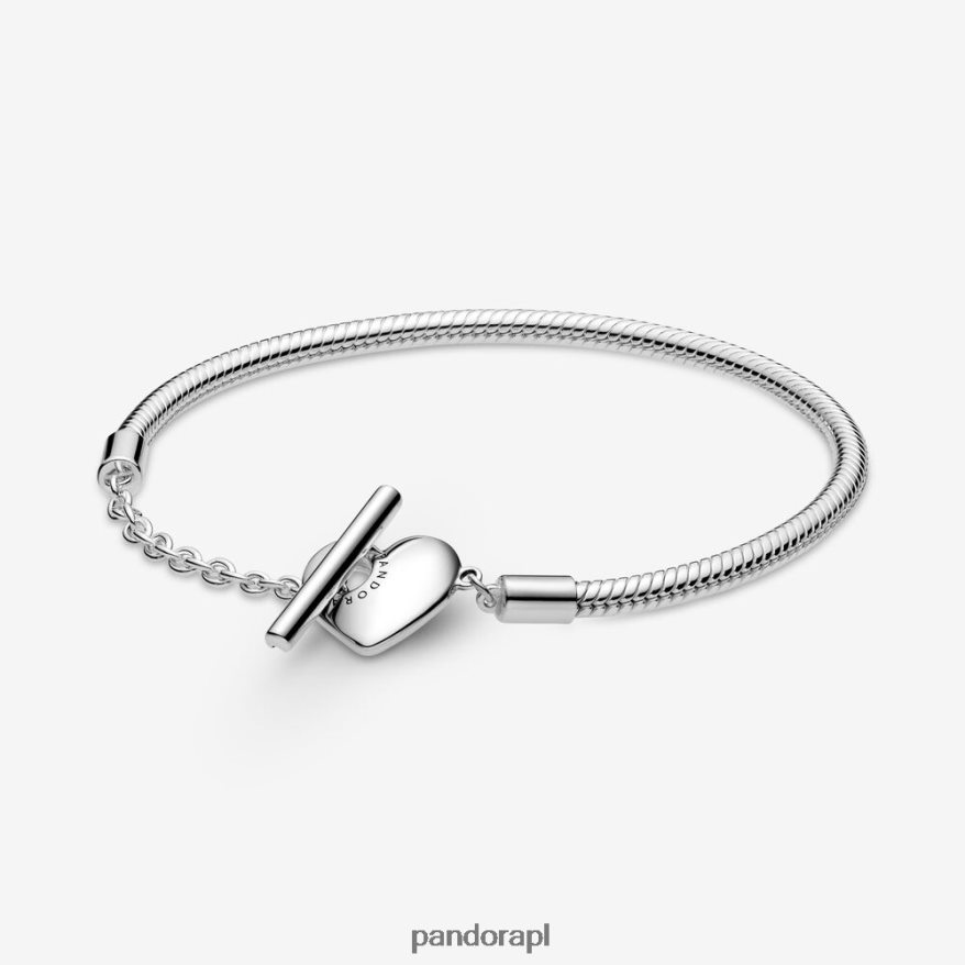 srebro Akcesoria Pandora Bransoletka z łańcuszkiem w kształcie węża w kształcie serca w kształcie litery T DFDN347