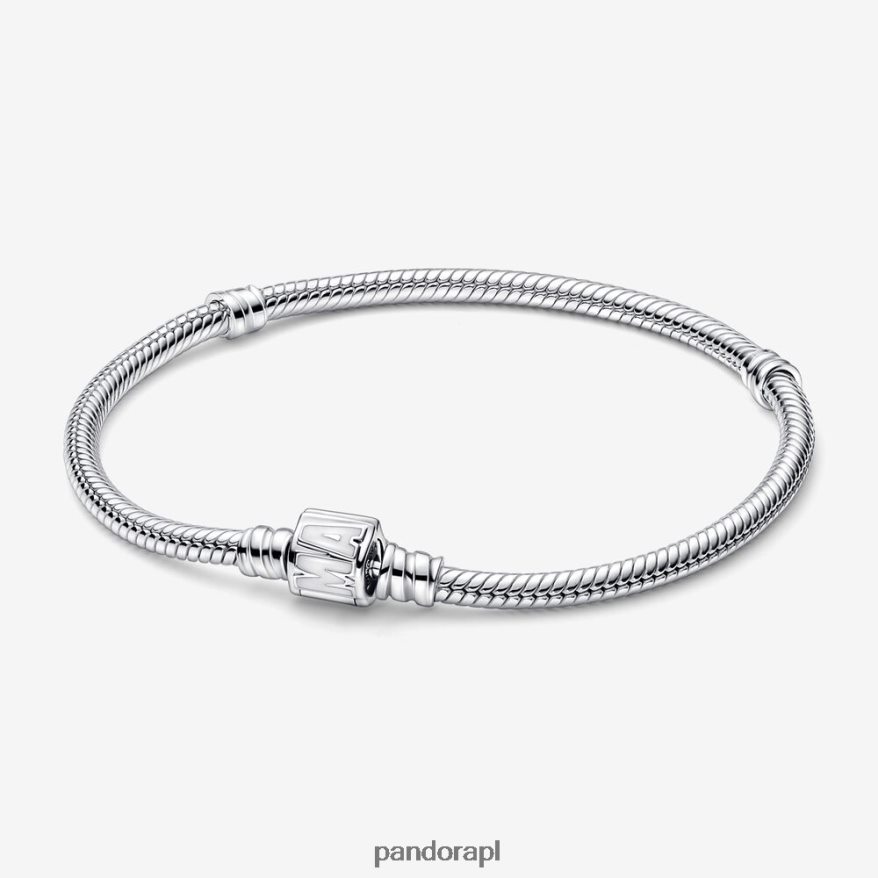 srebro Akcesoria Pandora Bransoletka z łańcuszkiem wężowym i zapięciem na logo Moments Marvel DFDN395