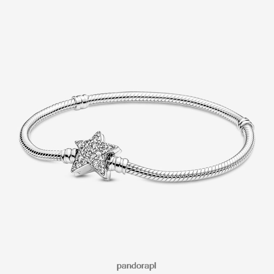 srebro Akcesoria Pandora momenty asymetryczna bransoletka z zapięciem w kształcie gwiazdy i łańcuszkiem wężowym DFDN389