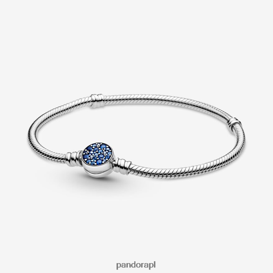srebro/niebieski Akcesoria Pandora bransoletka z łańcuszkiem typu wąż, zapinana na błyszczące krążki DFDN391