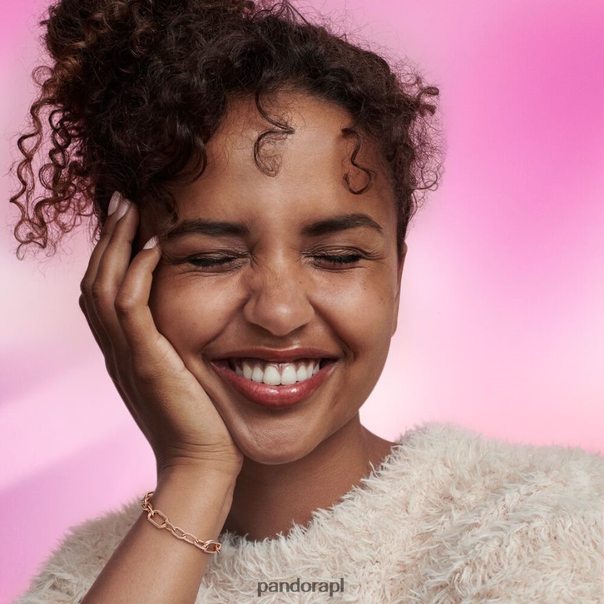 Pozłacane Różowym Złotem Akcesoria Pandora bransoletka z łańcuszkiem typu link DFDN469