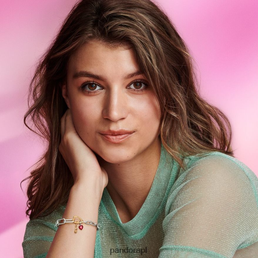 dwutonowy Akcesoria Pandora Bransoletka z łańcuszkiem z ogniwami serca DFDN479