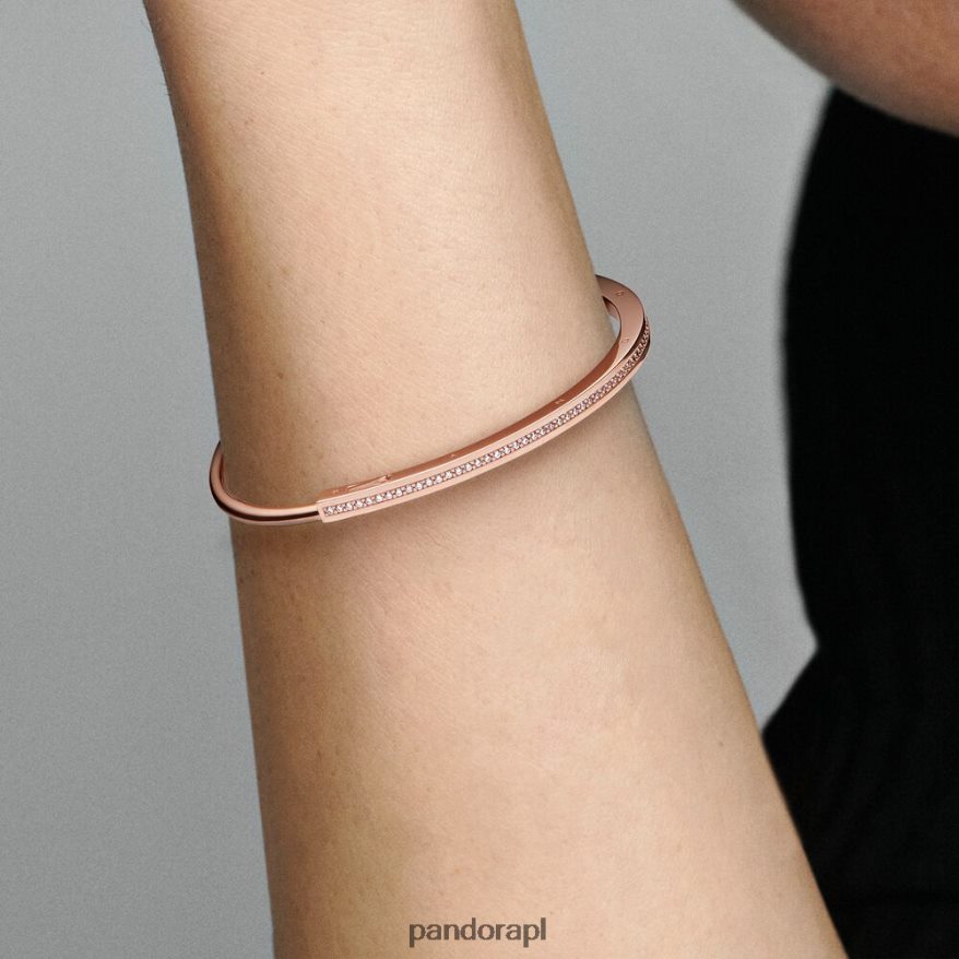 Pozłacane Różowym Złotem Akcesoria Pandora sygnowana bransoletka i-d pave DFDN435