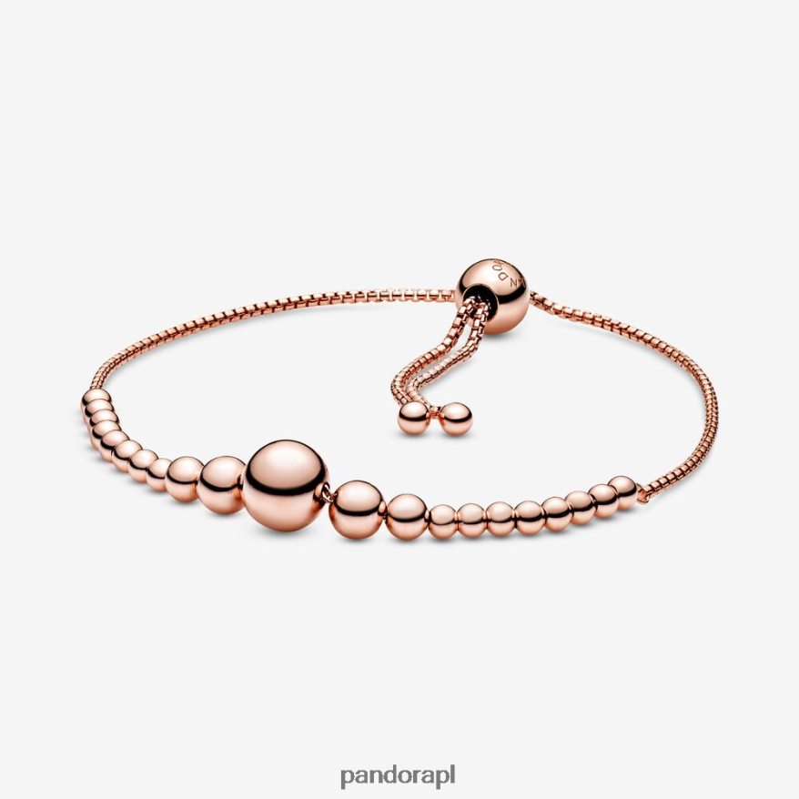 Pozłacane Różowym Złotem Akcesoria Pandora Bransoletka typu slide ze sznurka koralików DFDN453