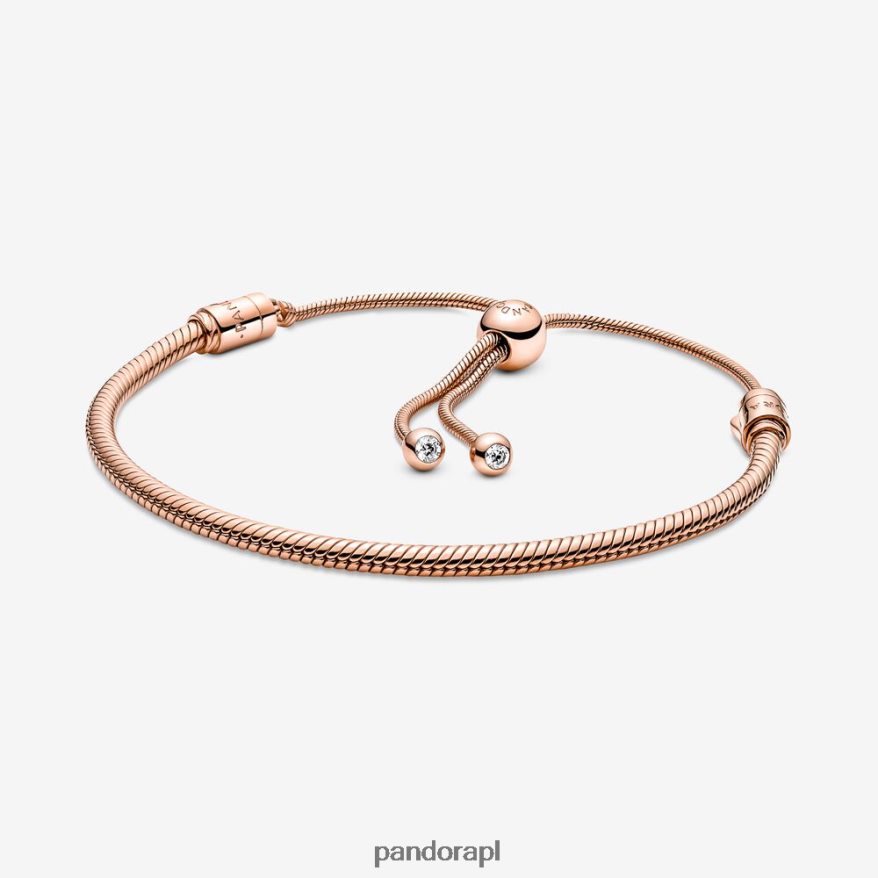 Pozłacane Różowym Złotem Akcesoria Pandora Bransoletka z suwakiem z łańcuszkiem wężowym Moments DFDN339
