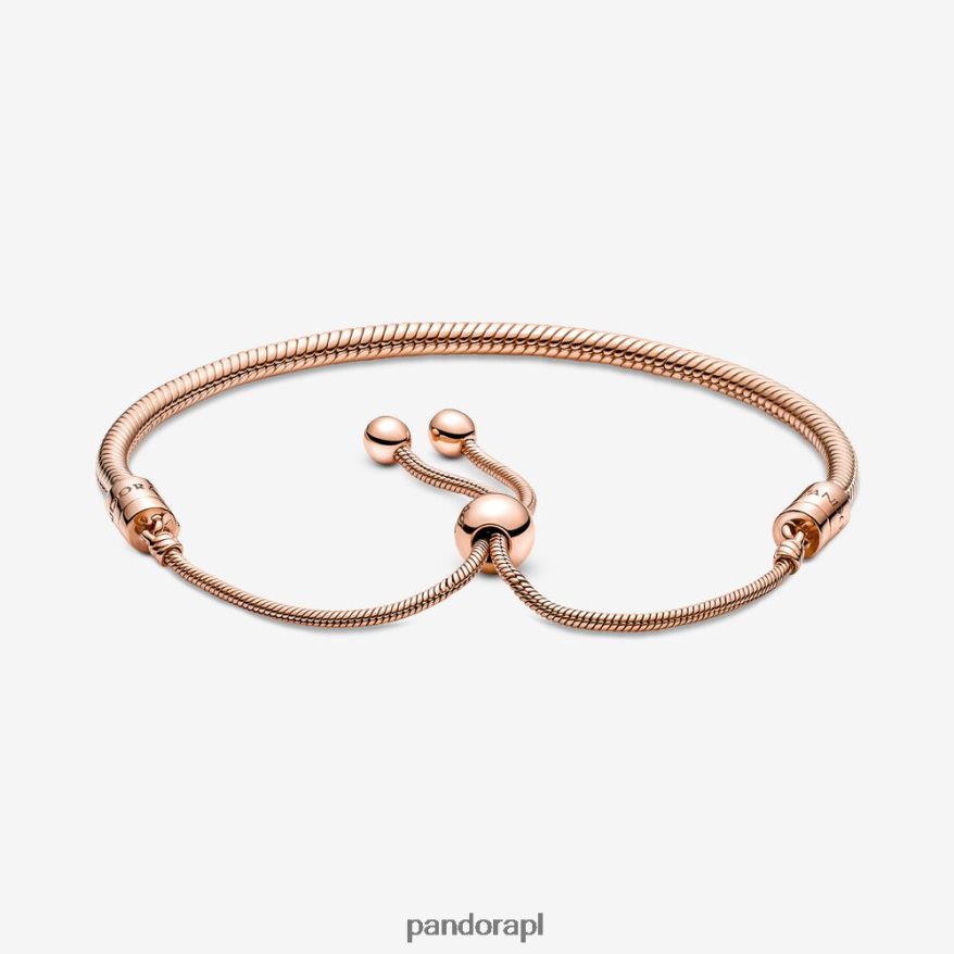 Pozłacane Różowym Złotem Akcesoria Pandora Bransoletka z suwakiem z łańcuszkiem wężowym Moments DFDN339