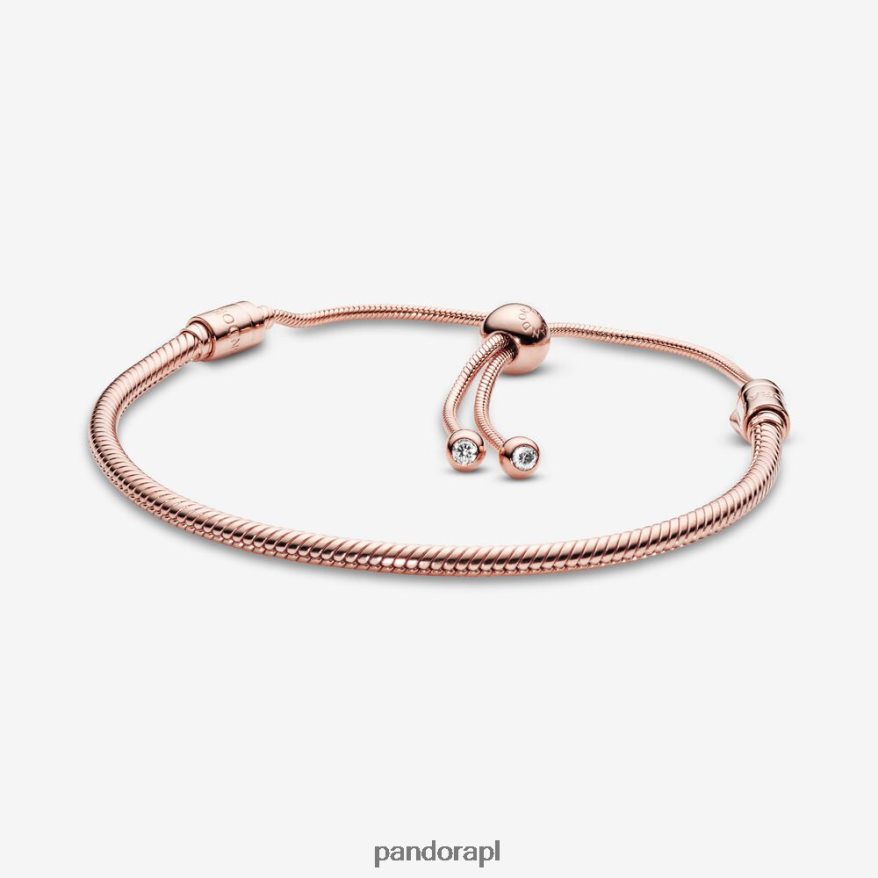 Pozłacane Różowym Złotem Akcesoria Pandora Bransoletka z suwakiem z łańcuszkiem wężowym Moments DFDN380