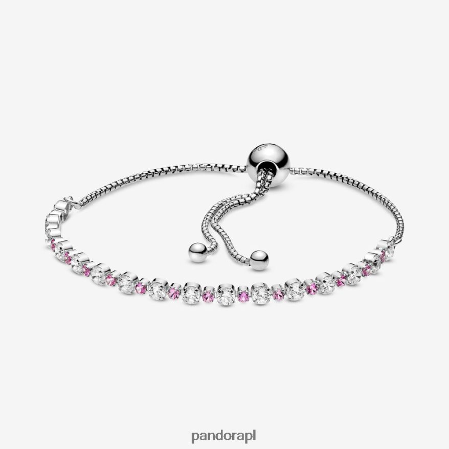 srebro Akcesoria Pandora Bransoletka suwakowa w kolorze różowo-przezroczystym DFDN465