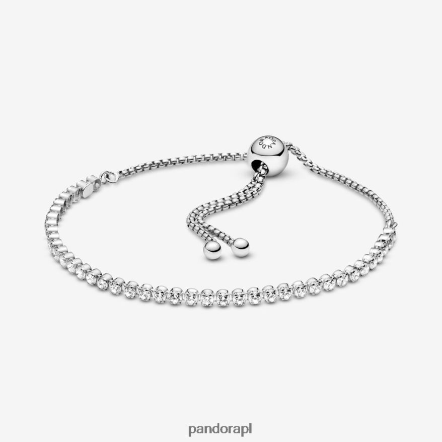 srebro Akcesoria Pandora błyszcząca bransoletka tenisowa typu slider DFDN481
