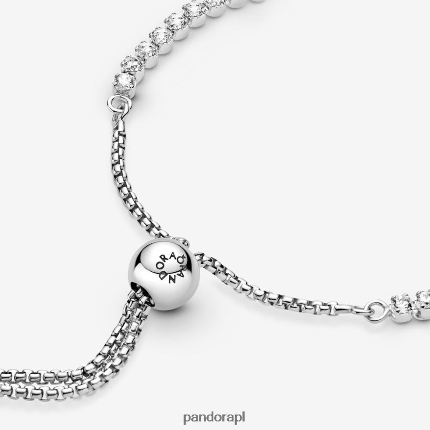 srebro Akcesoria Pandora błyszcząca bransoletka tenisowa typu slider DFDN481