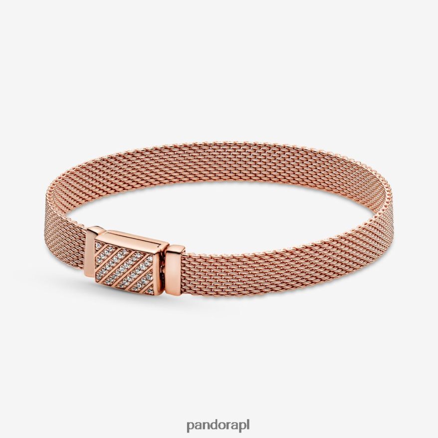 Pozłacane Różowym Złotem Akcesoria Pandora Bransoletka Pave z długim zapięciem typu Reflexions DFDN409