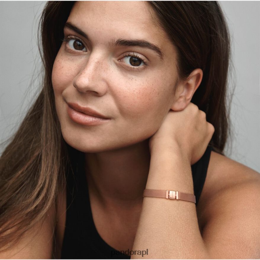 Pozłacane Różowym Złotem Akcesoria Pandora Bransoletka z siatki odblaskowej DFDN385