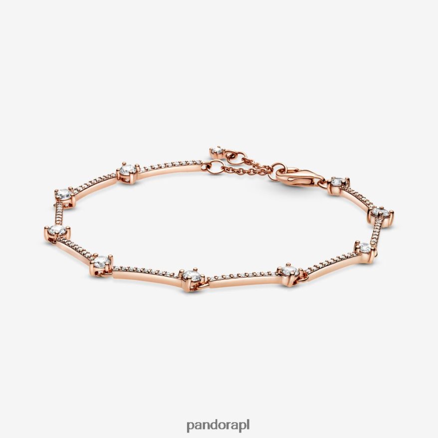 Pozłacane Różowym Złotem Akcesoria Pandora błyszcząca bransoletka z kostek brukowych DFDN457