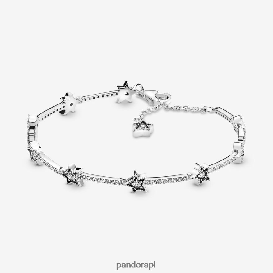 srebro Akcesoria Pandora Bransoletka z gwiazdami niebieskimi DFDN466