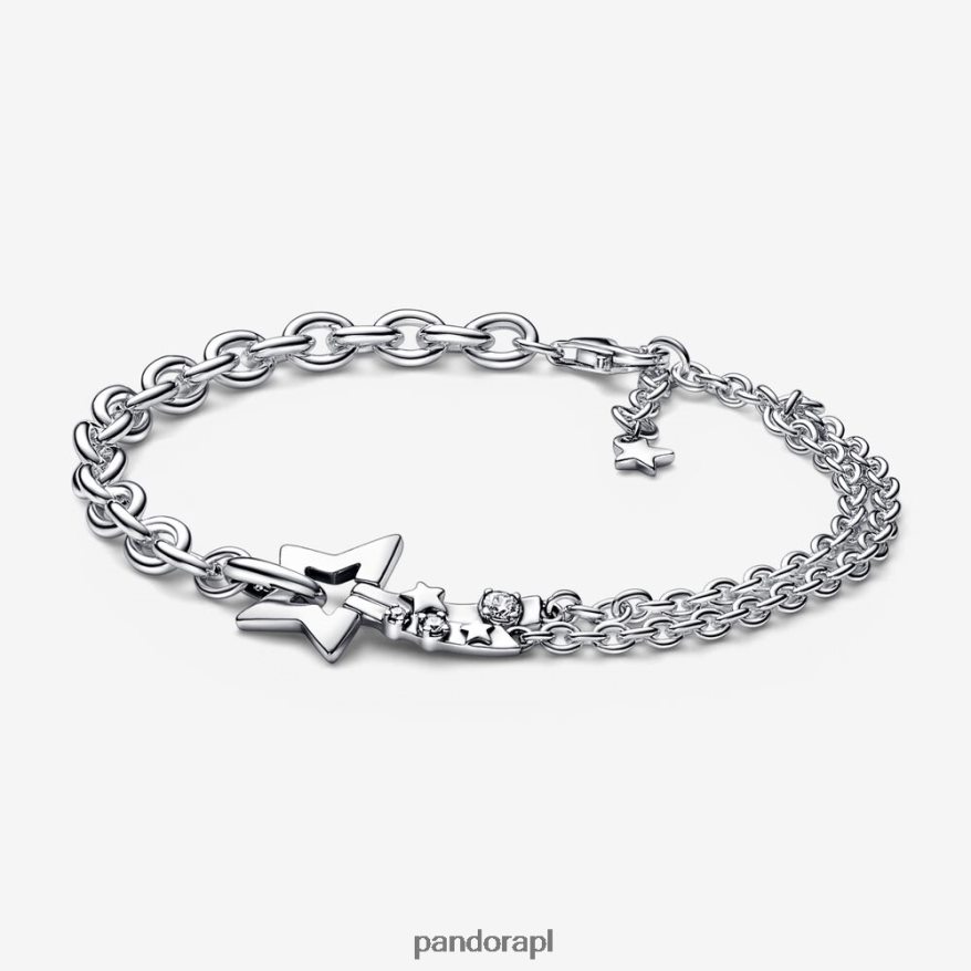 srebro Akcesoria Pandora Bransoletka z podwójnym łańcuszkiem spadającej gwiazdy DFDN455
