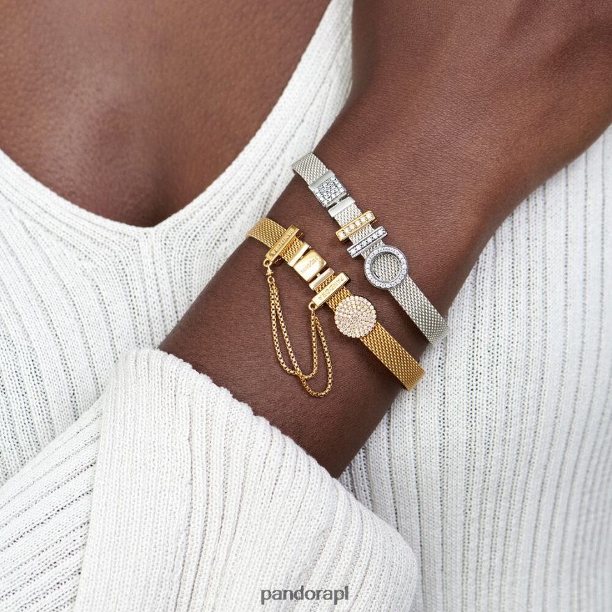 srebro Akcesoria Pandora refleksyjna błyszcząca bransoletka z zapięciem DFDN355