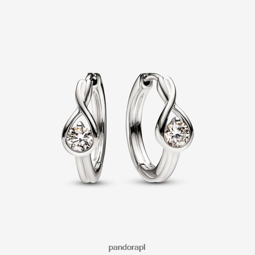 białe złoto Akcesoria Pandora Brilliance, stworzone w laboratorium kolczyki z dwoma diamentami o masie 0,50 ct DFDN858