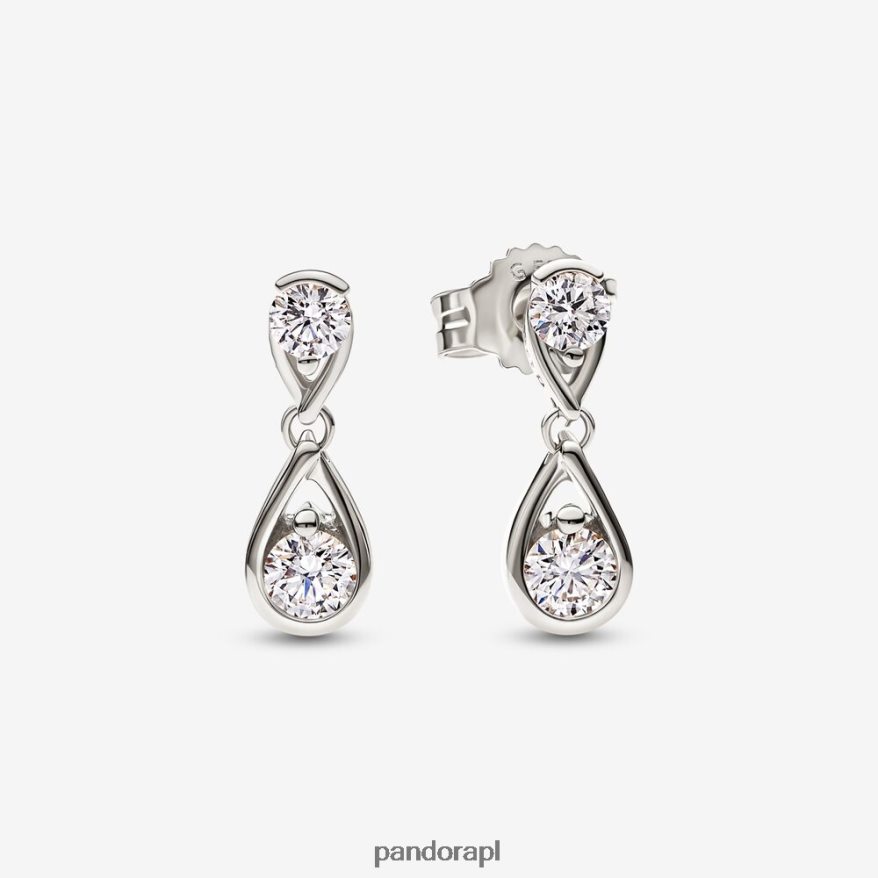 białe złoto Akcesoria Pandora podwójne, stworzone w laboratorium kolczyki z dwoma diamentami o masie 0,50 ct DFDN827