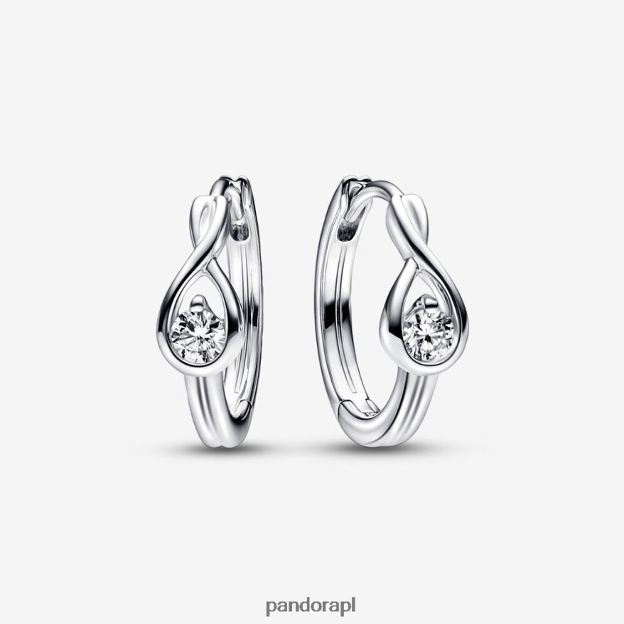 srebro Akcesoria Pandora Wytworzone w laboratorium brilliance kolczyki koła z dwoma diamentami o masie 0,20 ct DFDN860