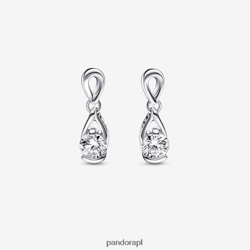 srebro Akcesoria Pandora Wytworzone w laboratorium brilliance kolczyki z dwoma diamentami o masie 0,30 ct DFDN826