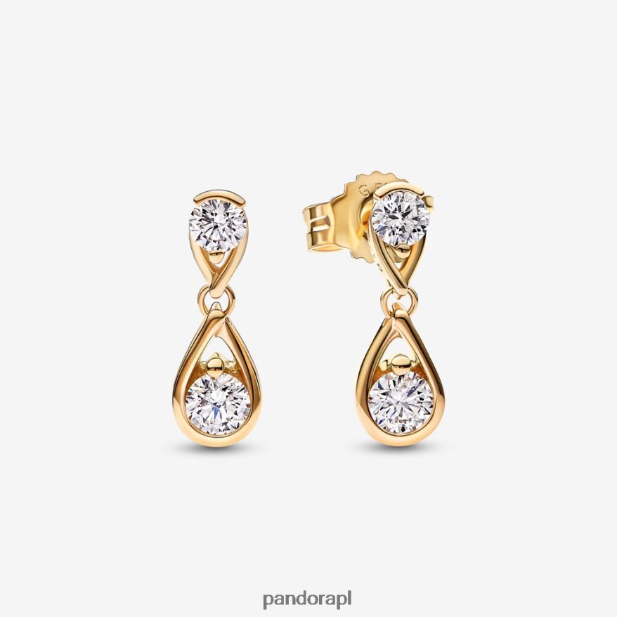 złoto Akcesoria Pandora podwójne, stworzone w laboratorium kolczyki z dwoma diamentami o masie 0,50 ct DFDN828