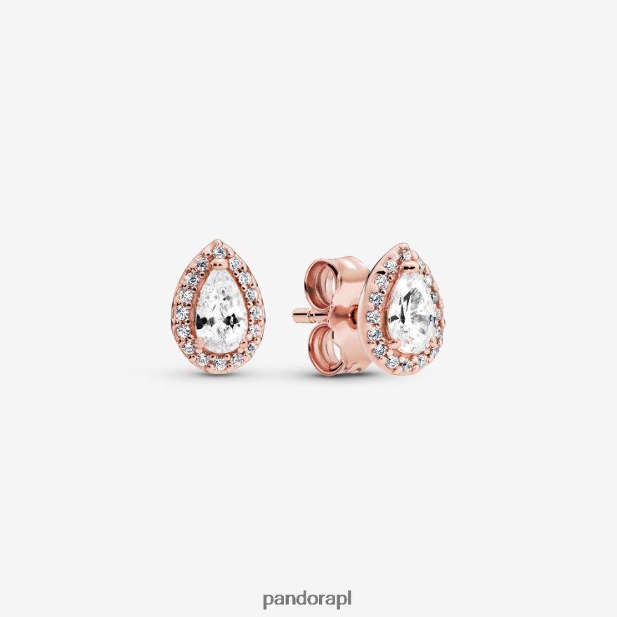 Pozłacane Różowym Złotem Akcesoria Pandora Kolczyki w kształcie łezki aureola DFDN885