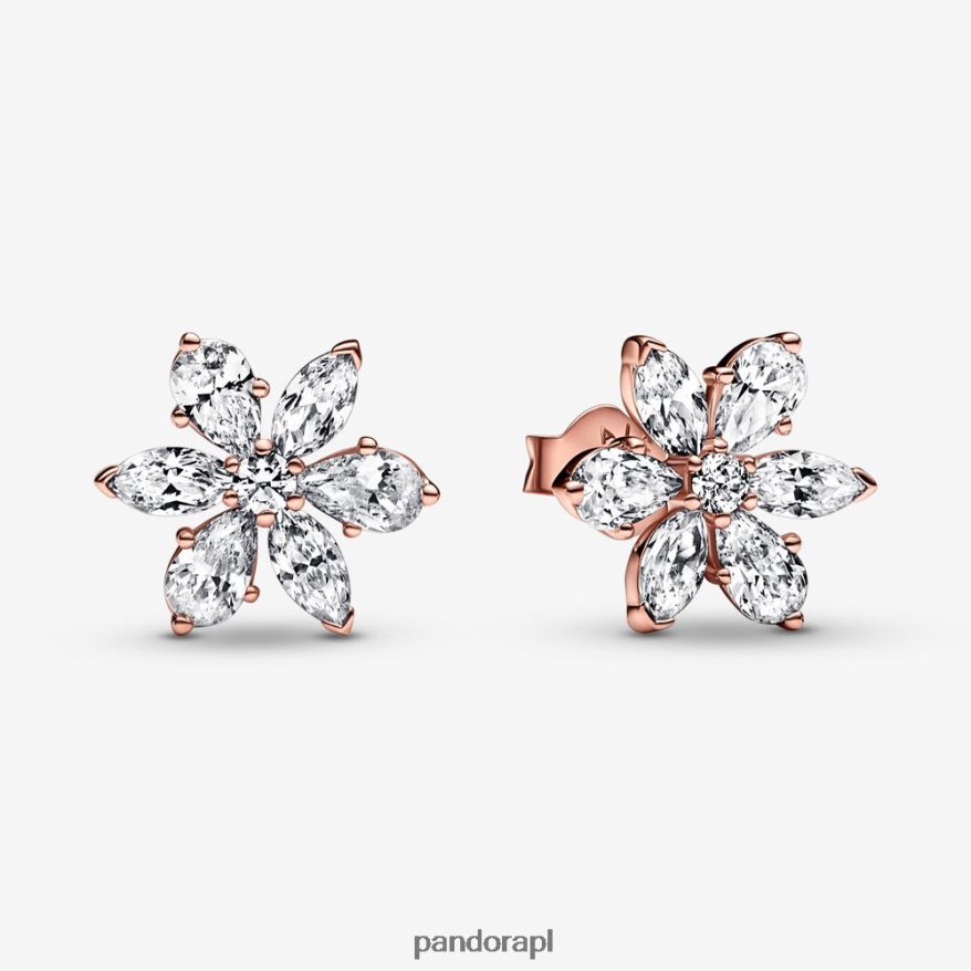 Pozłacane Różowym Złotem Akcesoria Pandora błyszczące kolczyki w kształcie klastrów zielnikowych DFDN928