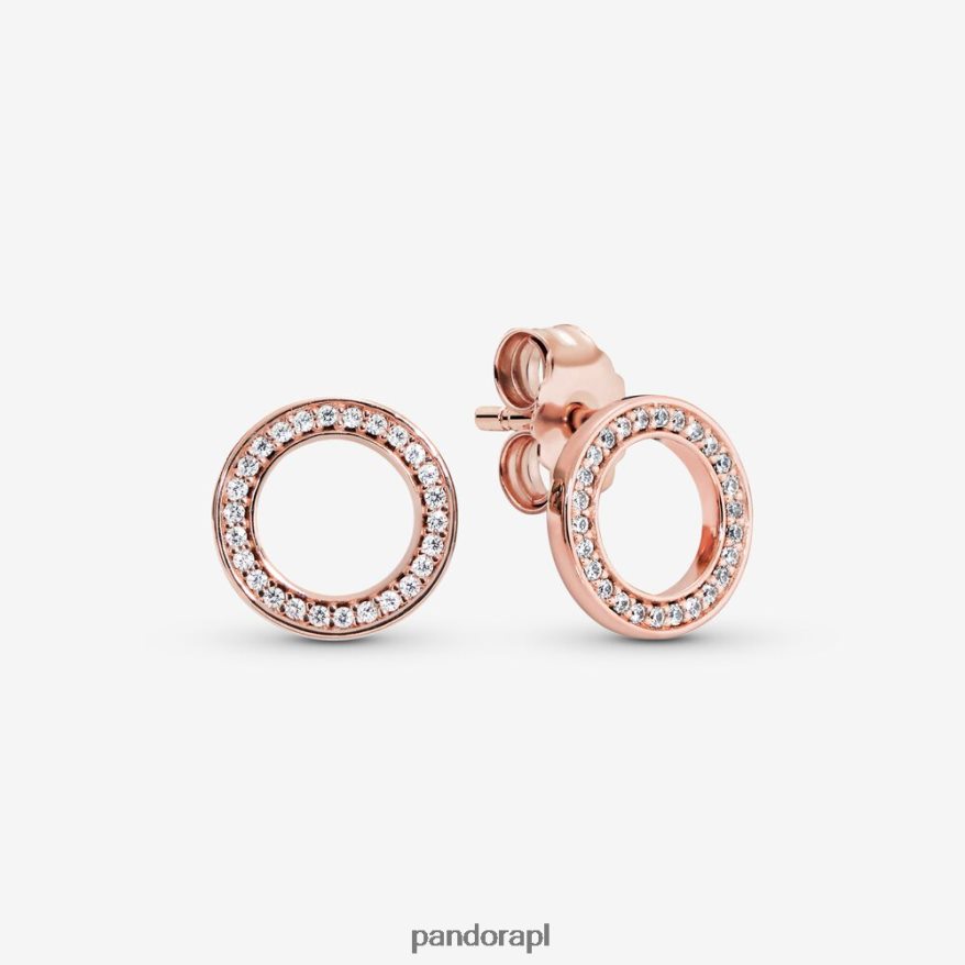 Pozłacane Różowym Złotem Akcesoria Pandora błyszczące kolczyki w kształcie koła DFDN912