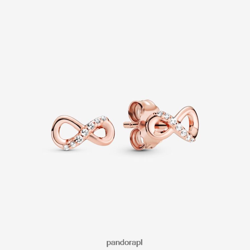 Pozłacane Różowym Złotem Akcesoria Pandora błyszczące kolczyki w kształcie nieskończoności DFDN876