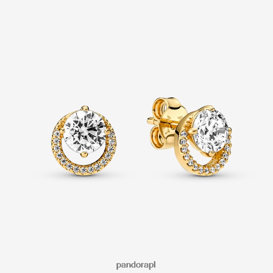 pozłacany Akcesoria Pandora błyszczące okrągłe kolczyki w kształcie aureoli DFDN943