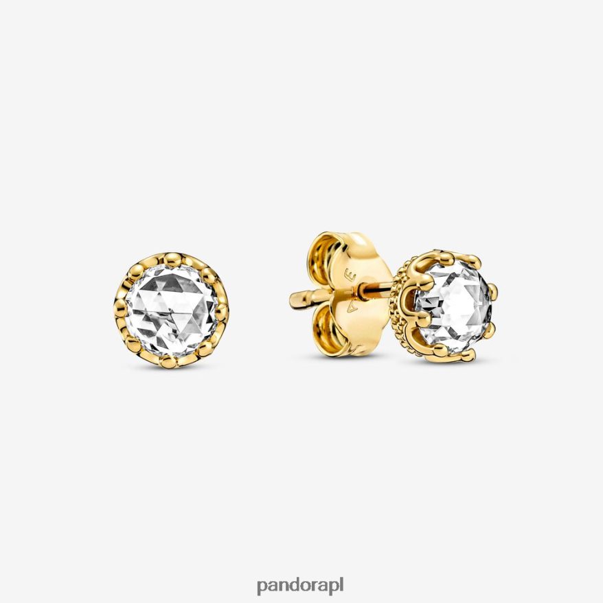 pozłacany Akcesoria Pandora przezroczyste, błyszczące kolczyki w kształcie korony DFDN899