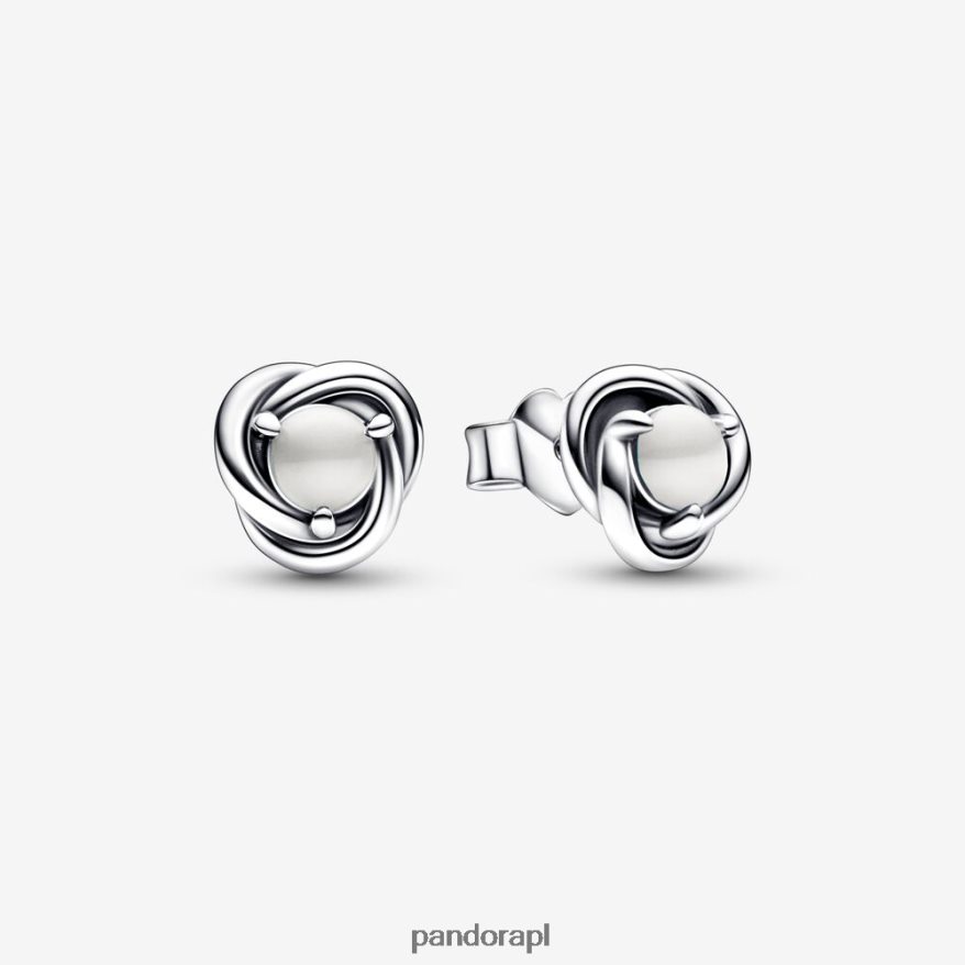 srebrny/biały Akcesoria Pandora Kolczyki w kształcie koła June Eternity DFDN938