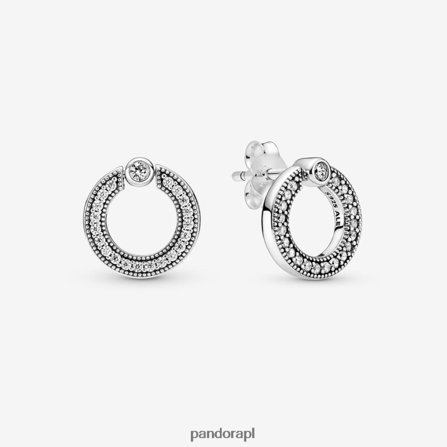 srebro Akcesoria Pandora Dwustronne kolczyki w kształcie koła z pave i logo DFDN931