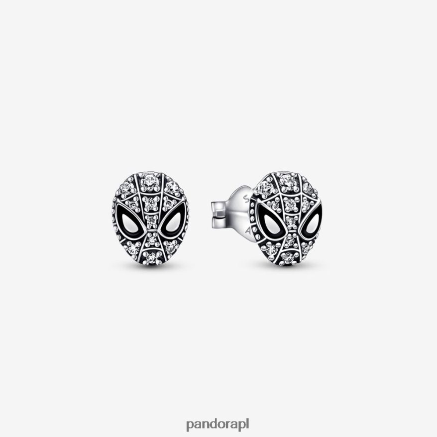 srebro Akcesoria Pandora Kolczyki wkrętki z maską Marvela Spider-Mana DFDN894