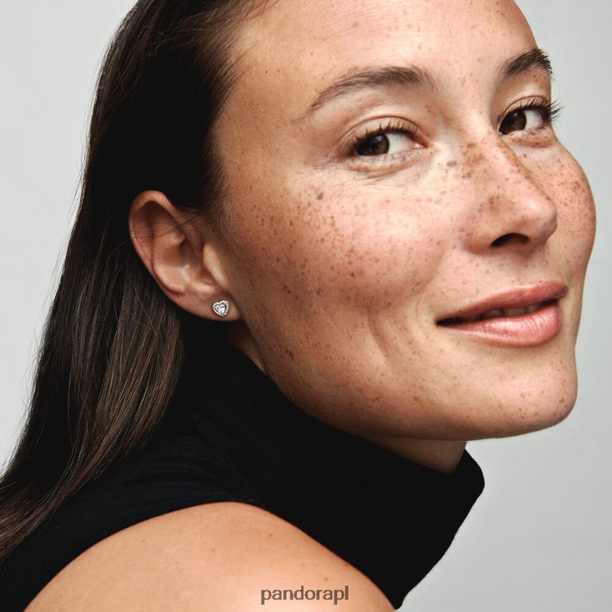 srebro Akcesoria Pandora Kolczyki z podwyższonym sercem DFDN870