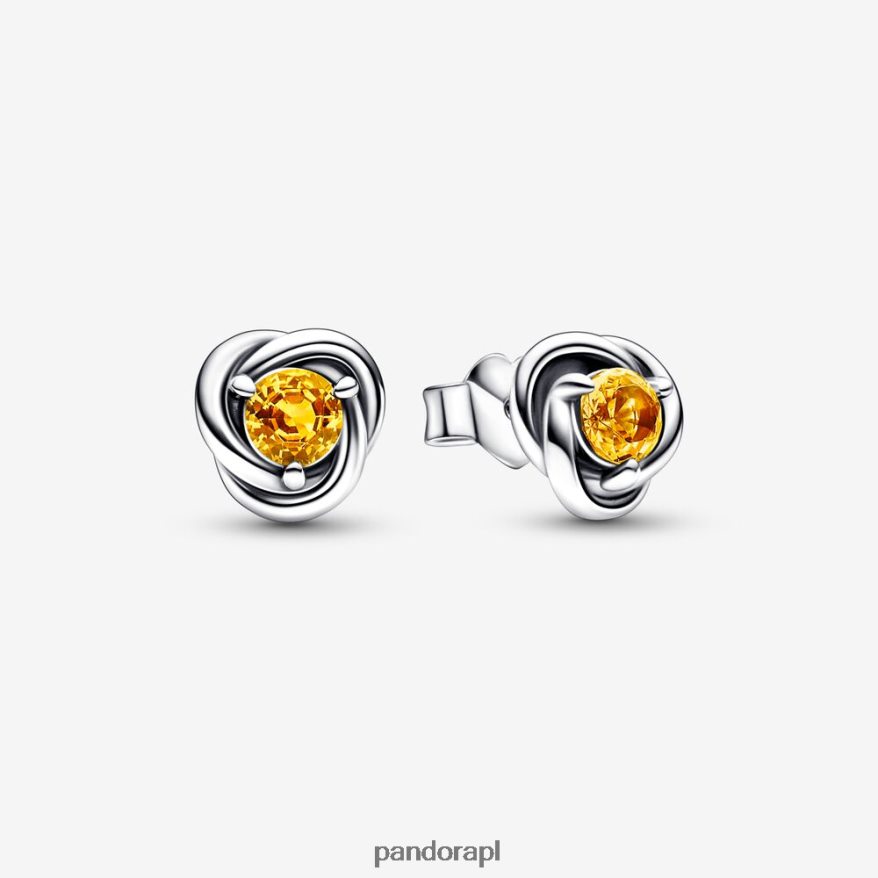 srebro Akcesoria Pandora Listopadowe kolczyki z miodem i wiecznością w kształcie koła DFDN930