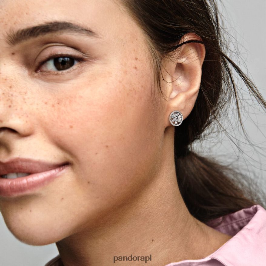 srebro Akcesoria Pandora błyszczące kolczyki w kształcie drzewa genealogicznego DFDN916